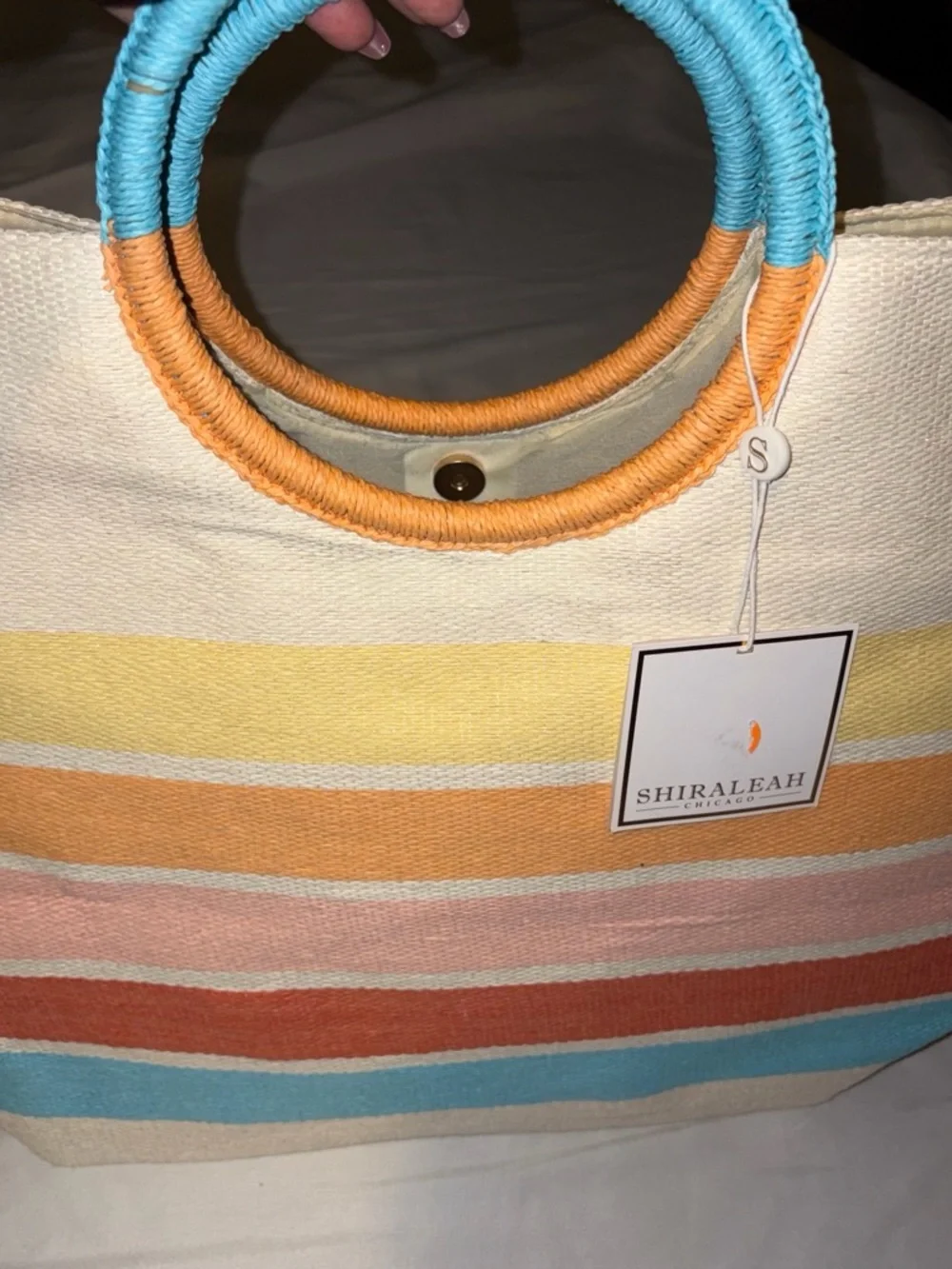 Shiraleah Multicolor Striped Tote with Wrapped Handles